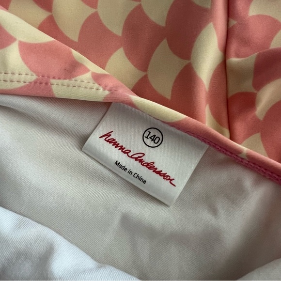 Hanna Andersson Girls Halter Swimsuit One Piece Fish Scale Skirted PinkCream 140 - Picture 7 of 10